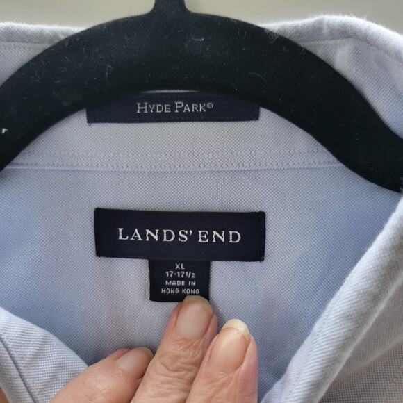 Lands End Shirt Mens XL (16/35)Blue Trim Fit Long Sleeve Button Up Career Casual - Picture 2 of 8